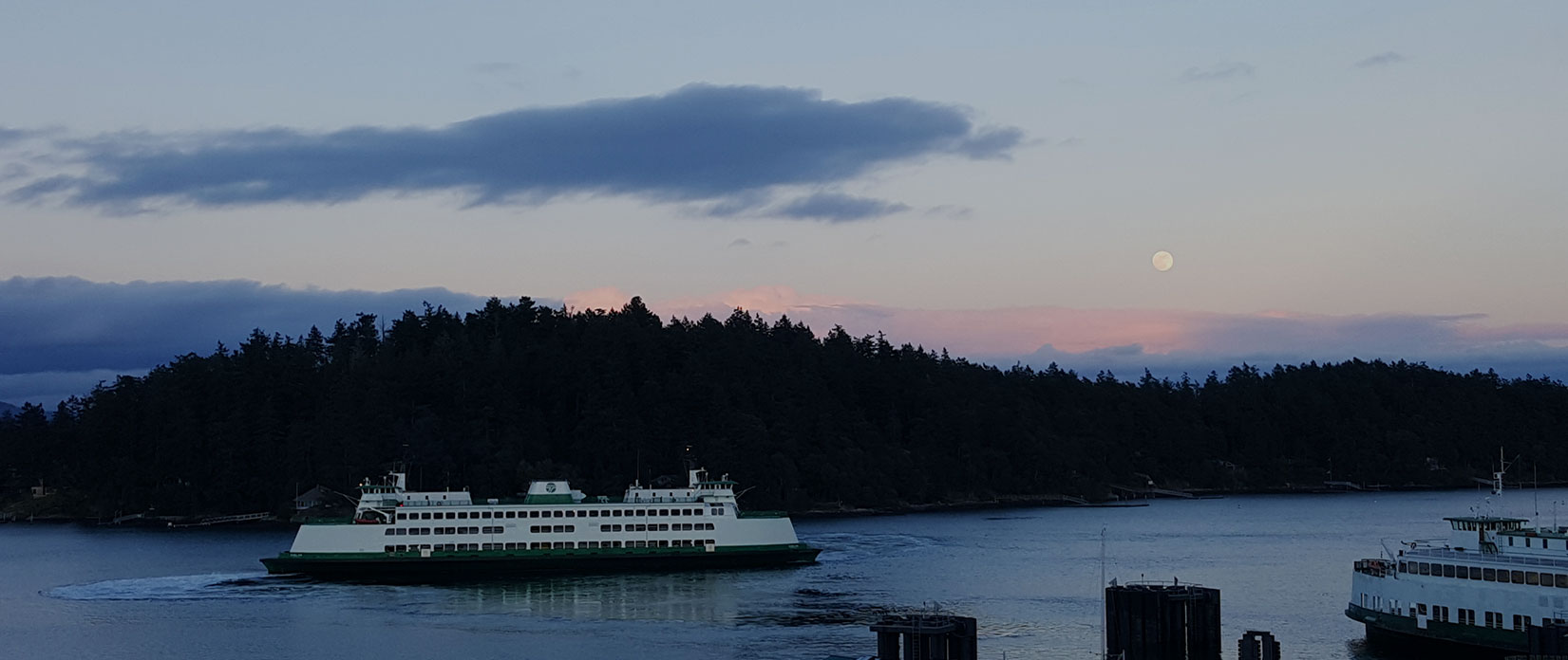 ferry at night