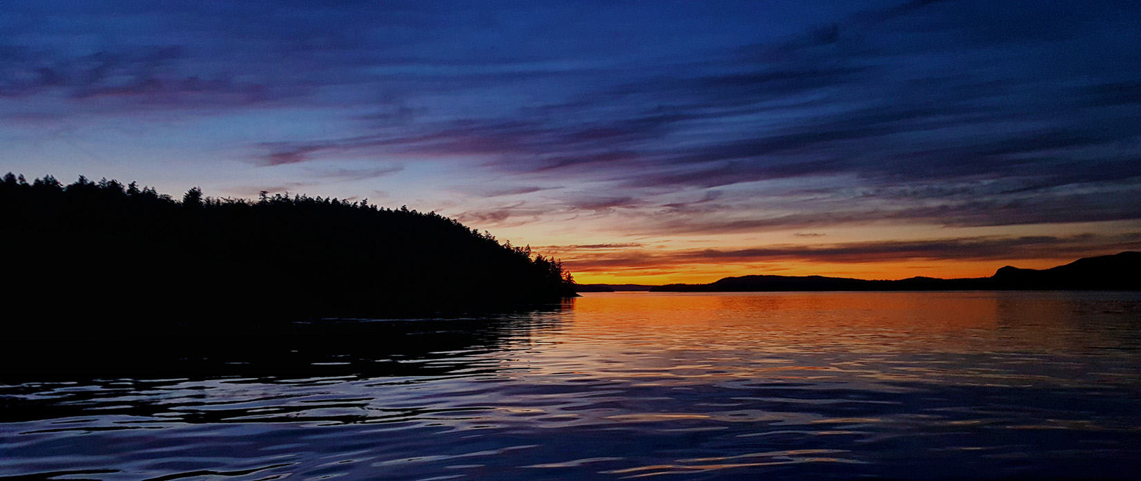 Sunset over the water