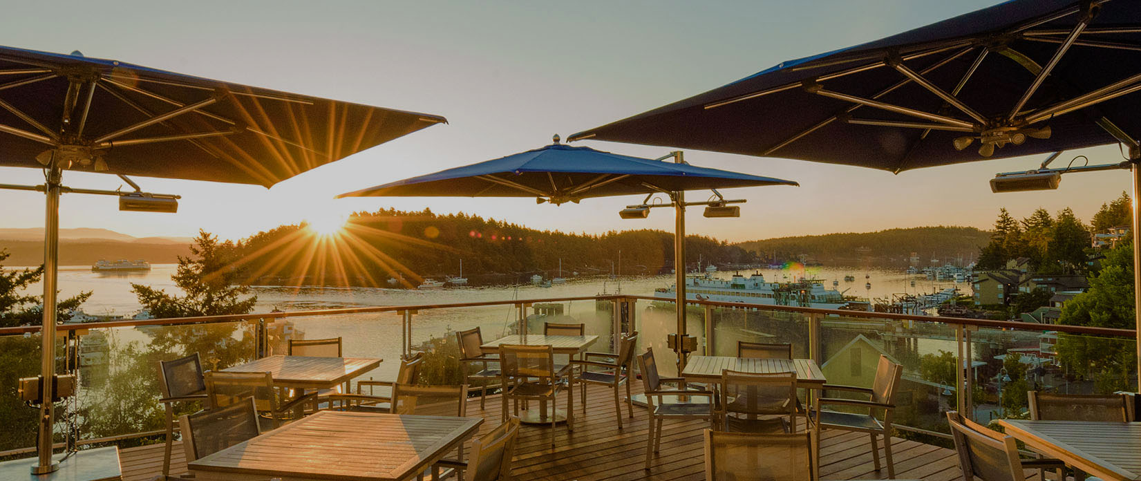 outdoor dining at sunset