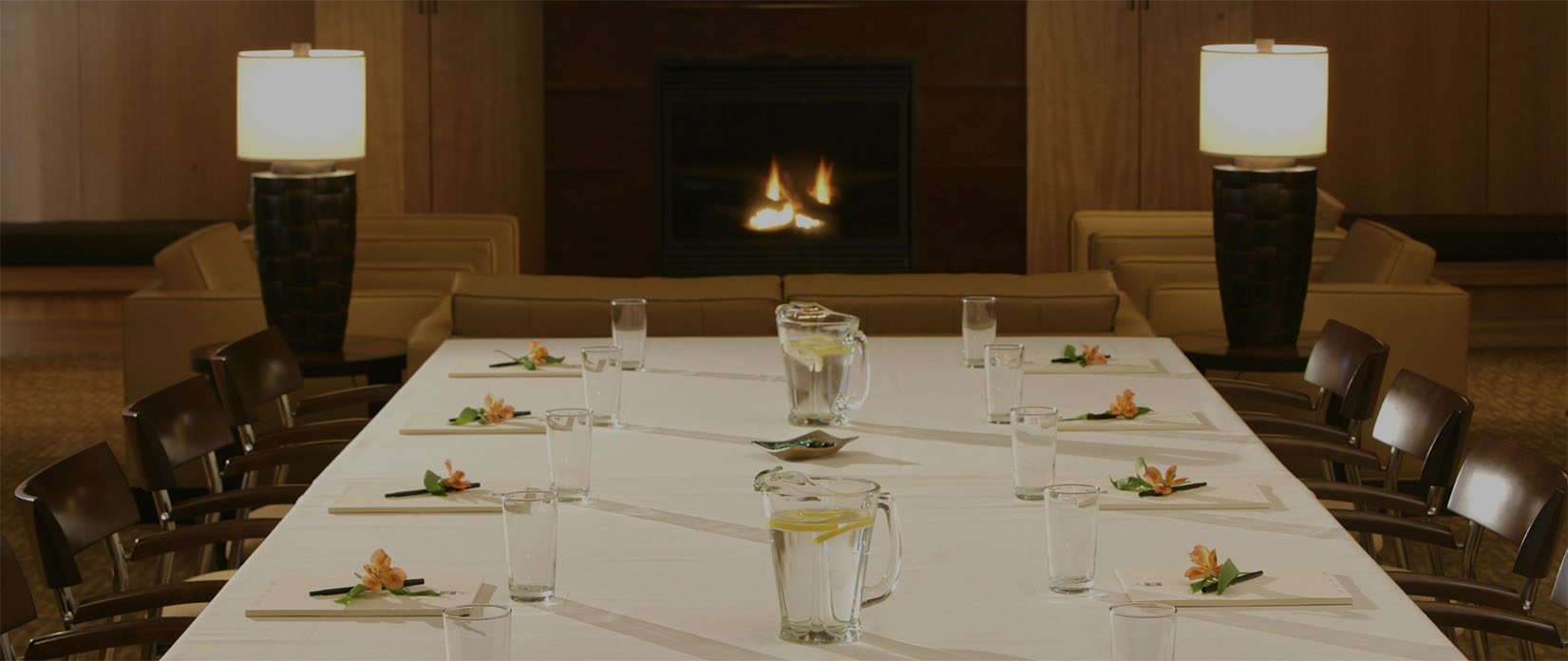 Meeting Table by fireplace